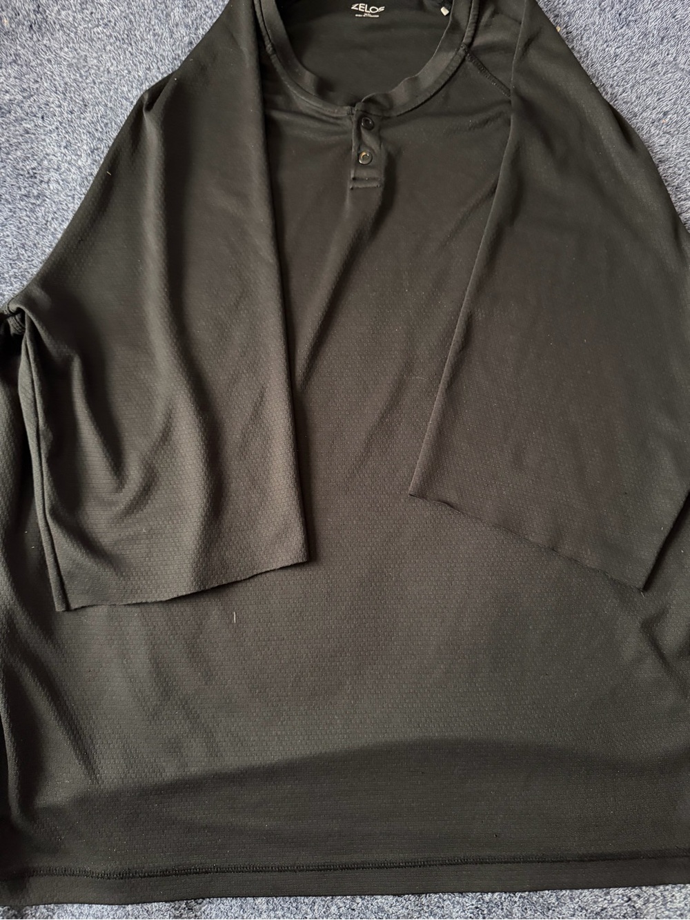 Zelos Men's Black Textured 3/4 Sleeve Henley
